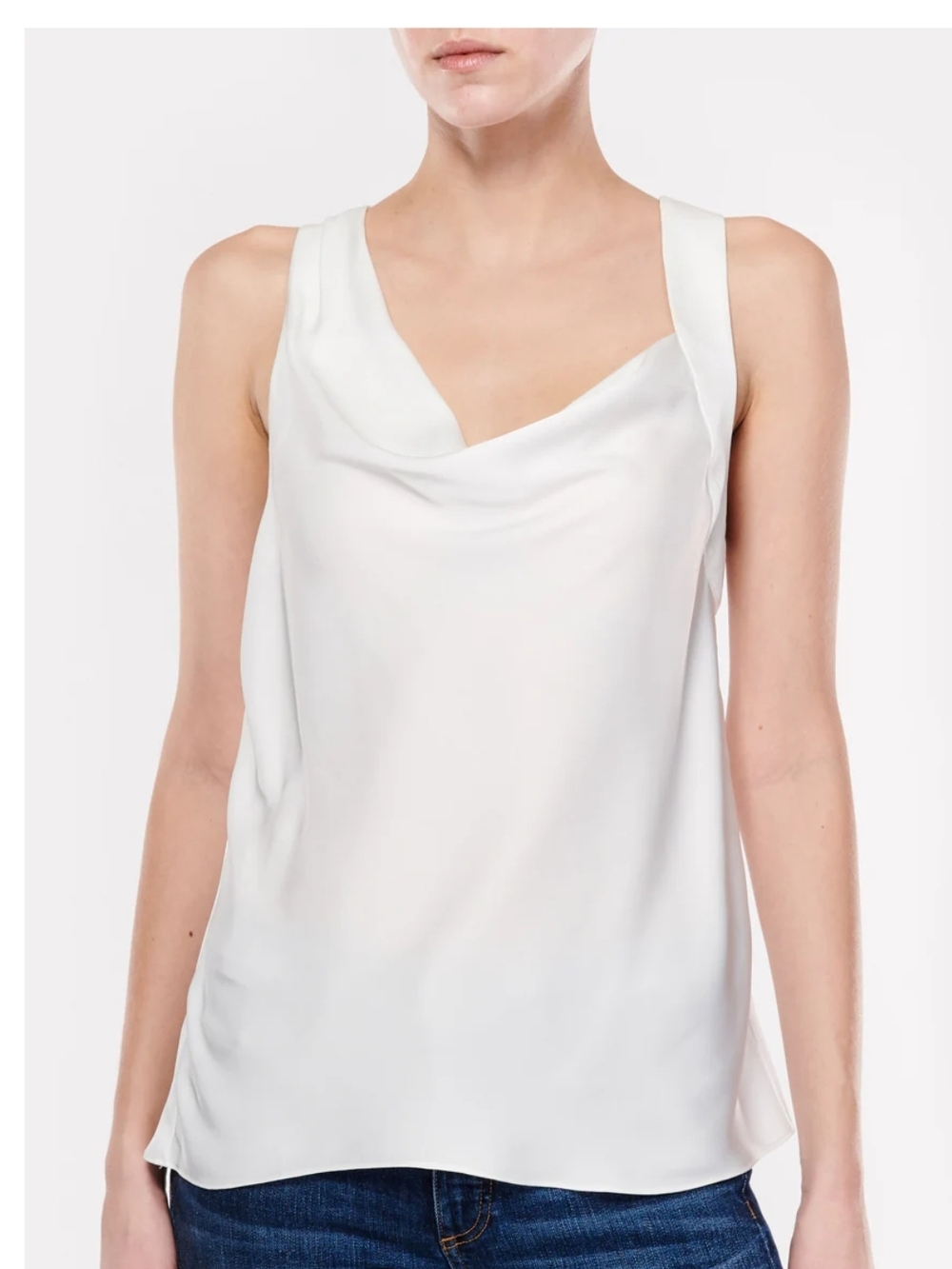 Ramy Brook Cream /White Satin Cowl Tank